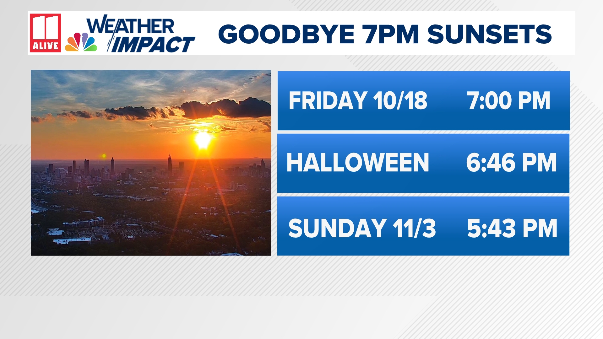 What time does the sunset Atlanta's last 7 p.m. sunset