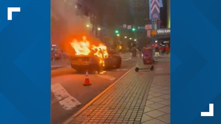 6 arrested, police car set on fire and explosives found during 'Stop Cop City' protest in Downtown Atlanta