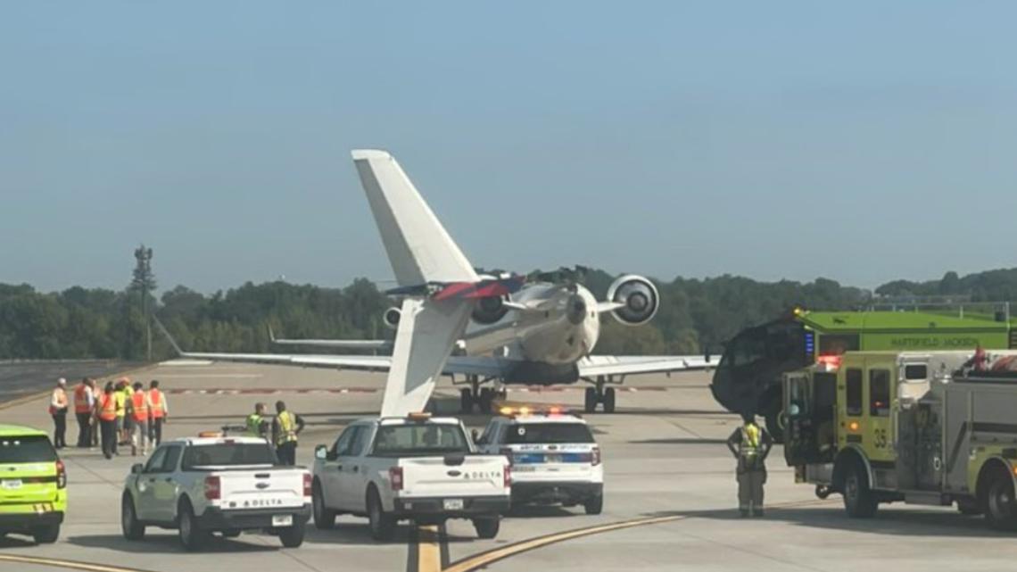 Plane damaged after Delta collision at Atlanta airport | 11alive.com