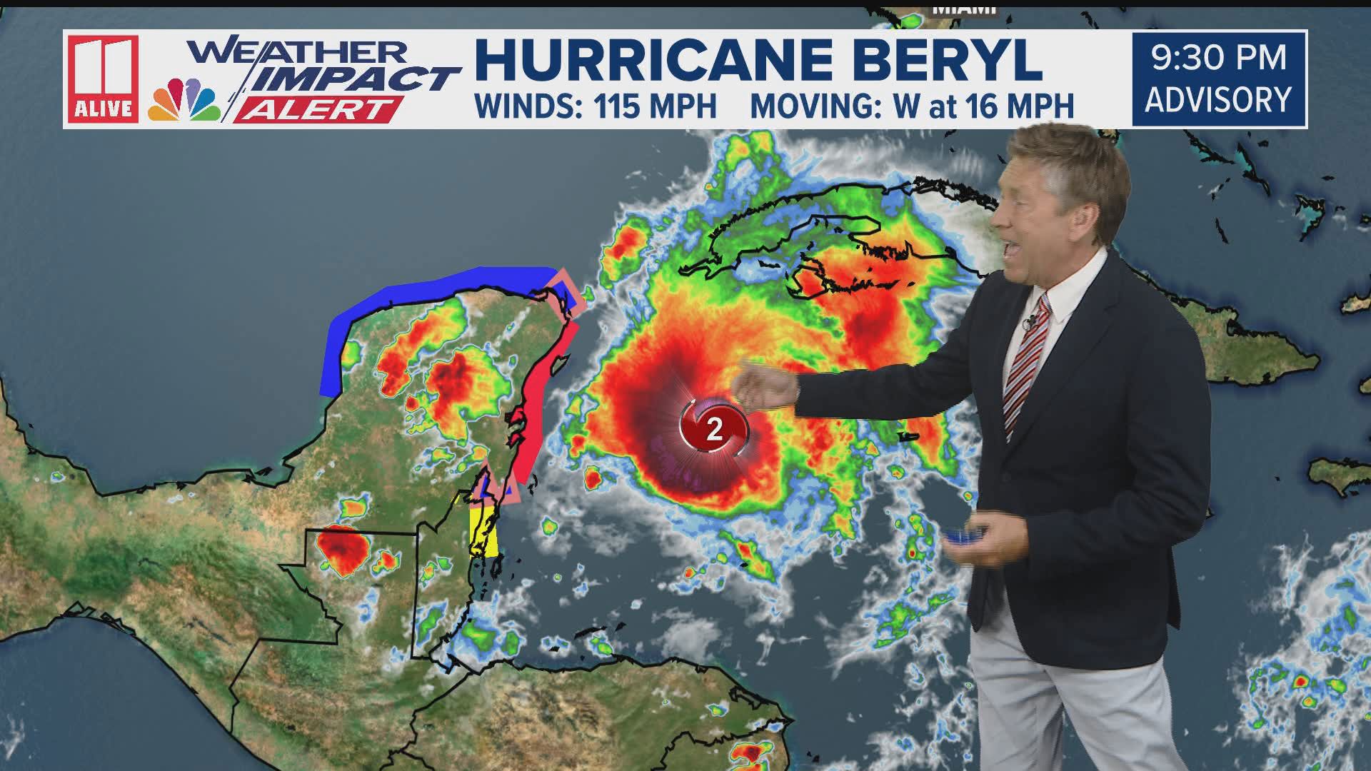 Beryl re-strengthens to a major category 3 again.