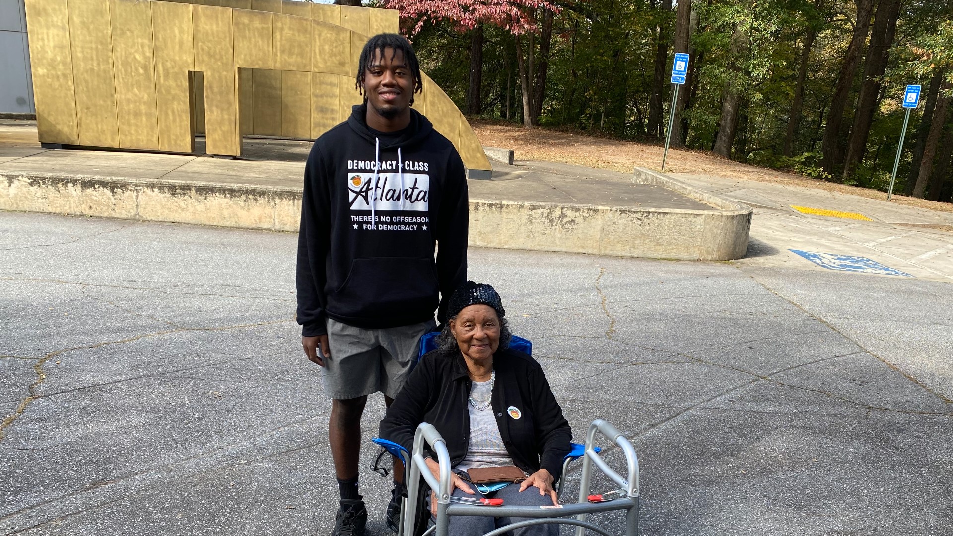 King and Flossie think they might be the youngest and oldest pair voting in Atlanta Tuesday.