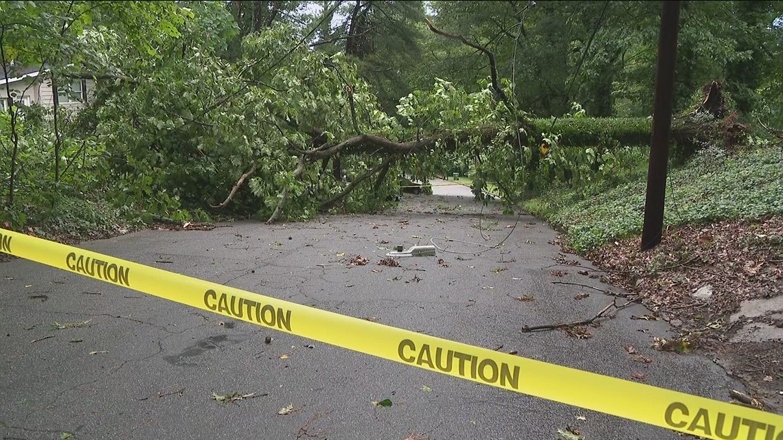 Storm damage seen in Atlanta after line of severe storms hit city