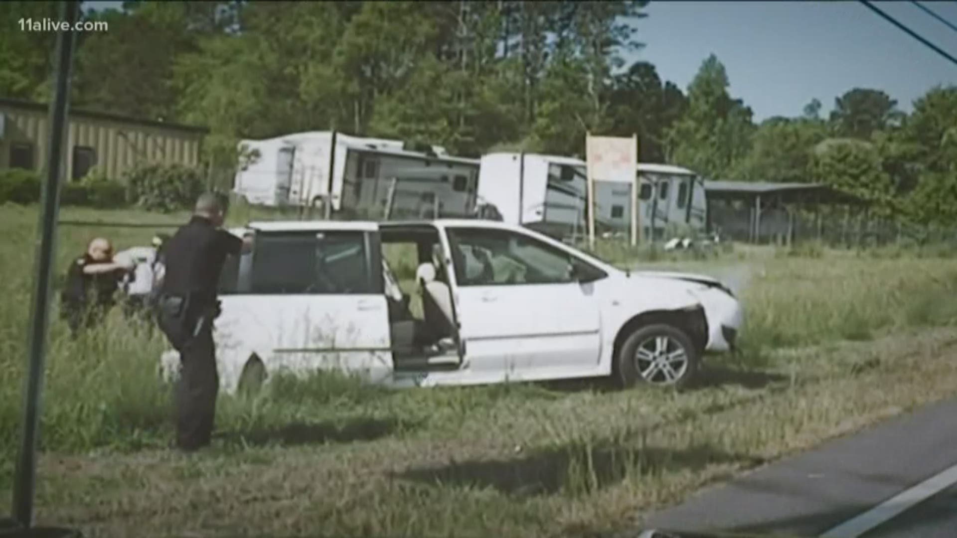 The three passengers managed to jump out before the driver took off.