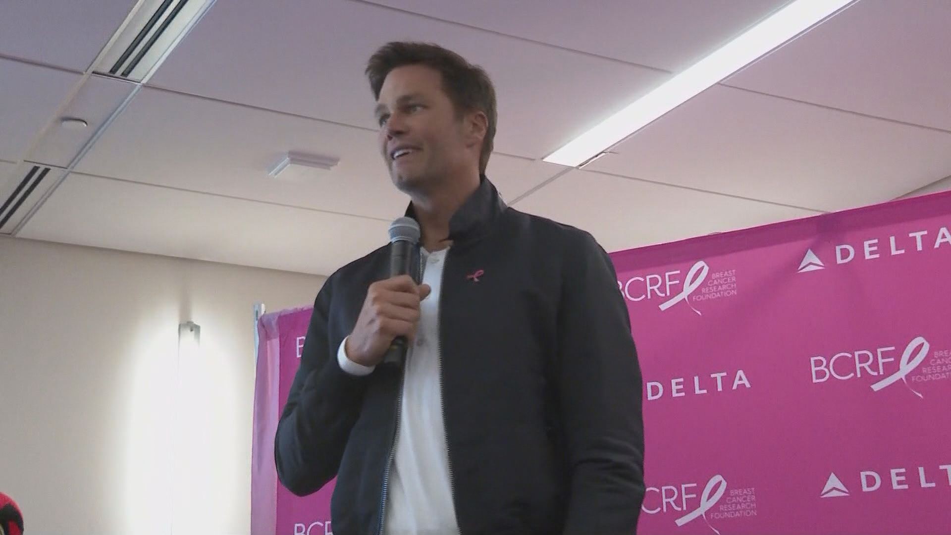 Brady sent those off on Delta's plane "Breast Cancer One."