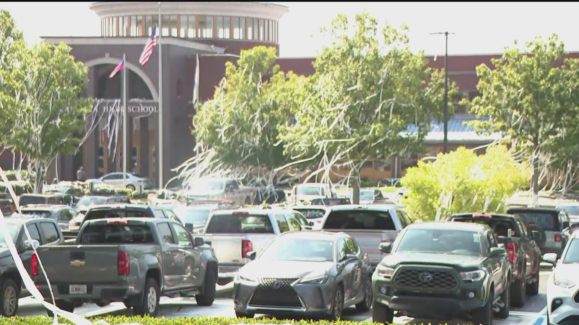 Tissue was thrown every which way across the parking lot of Marietta High School.