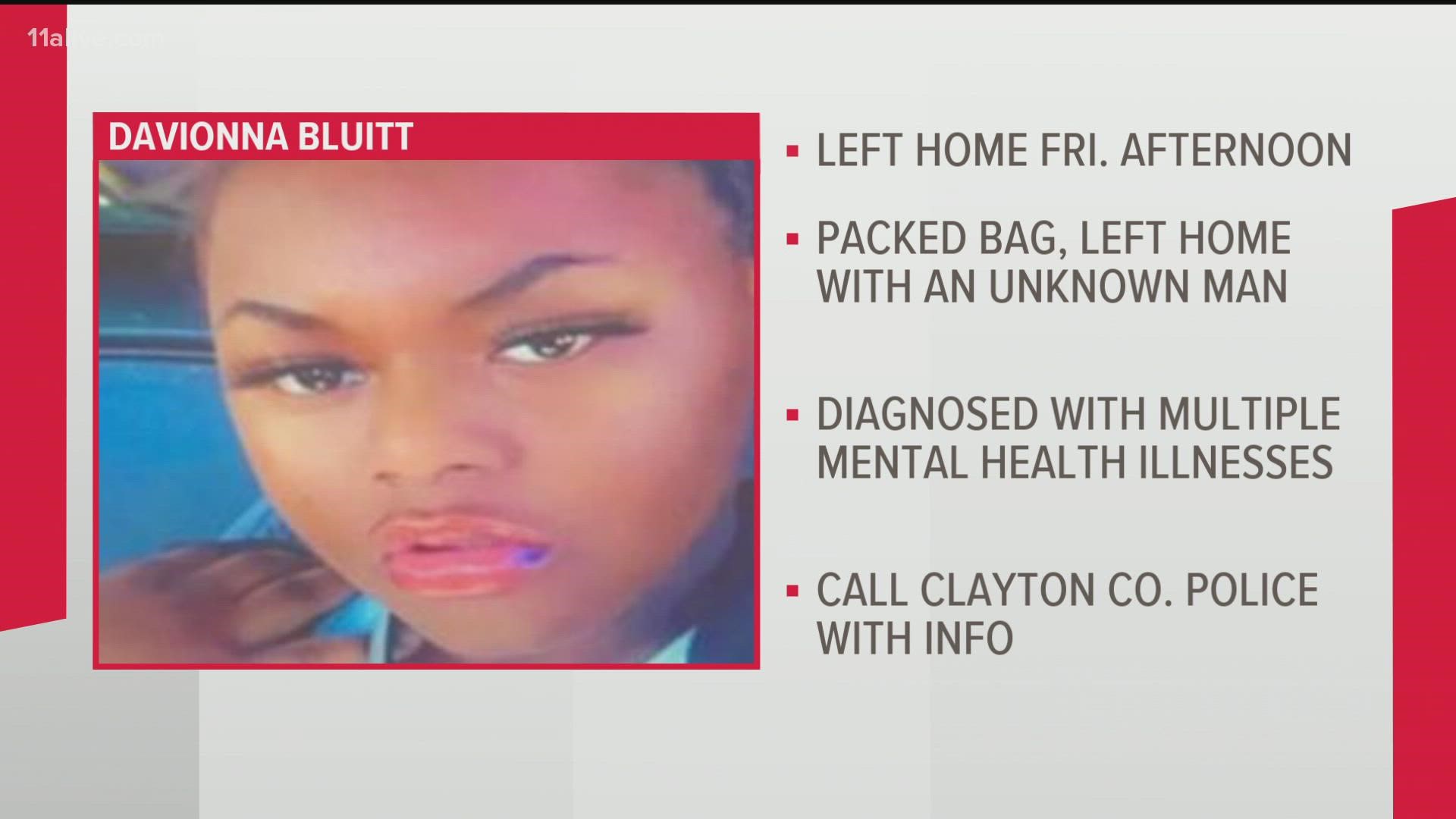 Clayton County Police said Davionna has been diagnosed with multiple mental health illnesses.