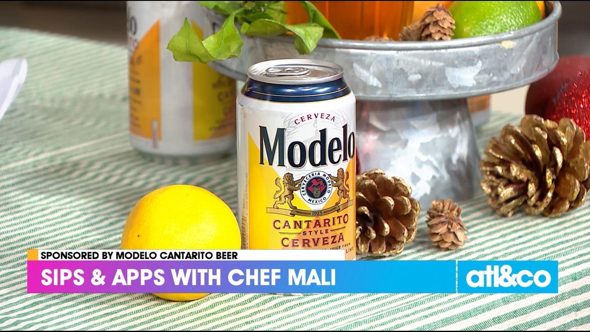 Chef Mali Wilson shares a yummy shrimp cocktail and toasts with a Modelo Cantarito Beer.