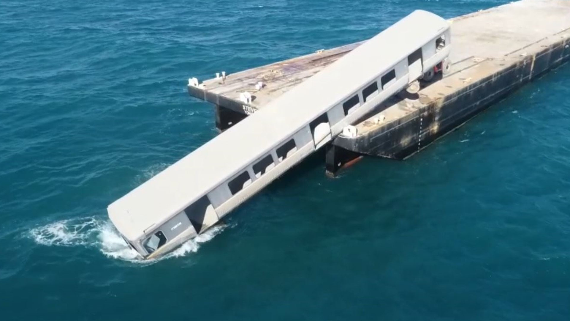 The MARTA trains were dropped into the ocean off the coast of Savannah.