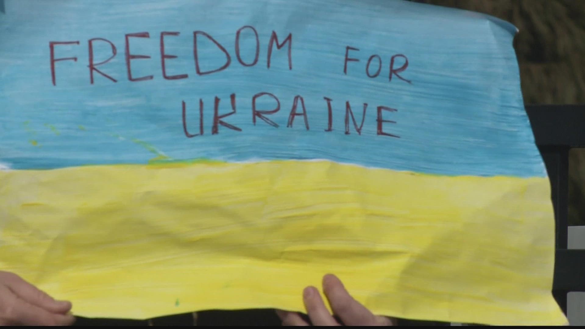 A "Stand with Ukraine" rally is scheduled for noon today.