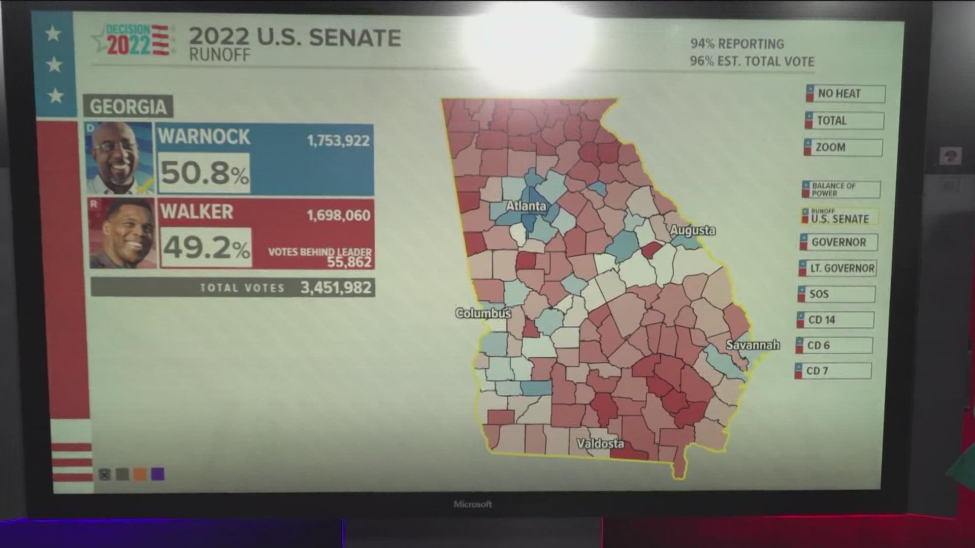 Here are the latest results of the Georgia Senate runoff.