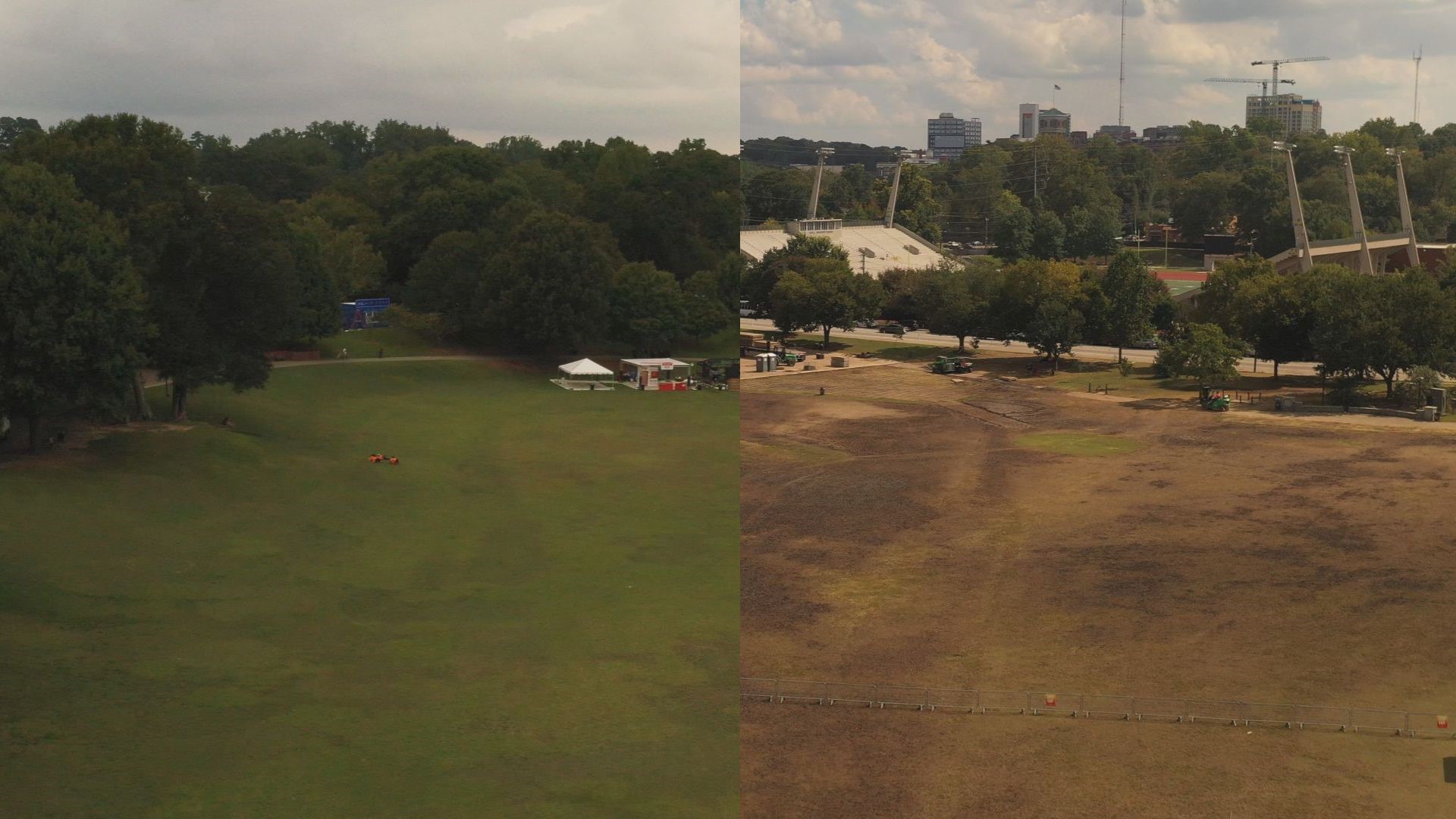 Heavy rainfall over the weekend left behind mud-soaked conditions for festivalgoers across the park grass where the event was held.