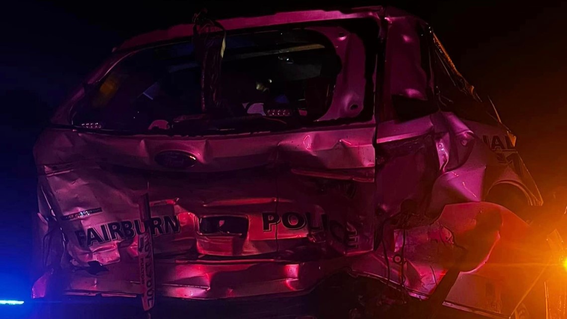 Fairburn officer hit in I 85 crash