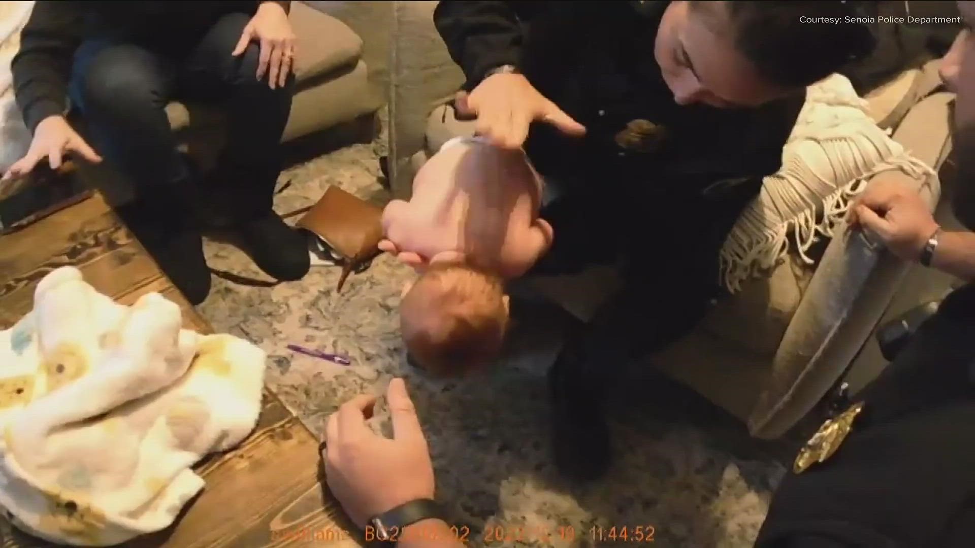 The 3-month-old Coweta County baby survived, thanks to the officer's help.