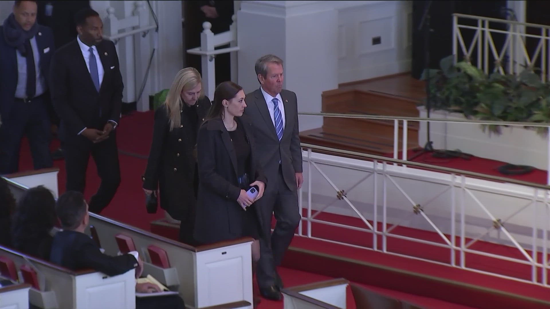 Gov. Kemp, Atlanta Mayor Dickens arrives to Rosalynn Carter's memorial