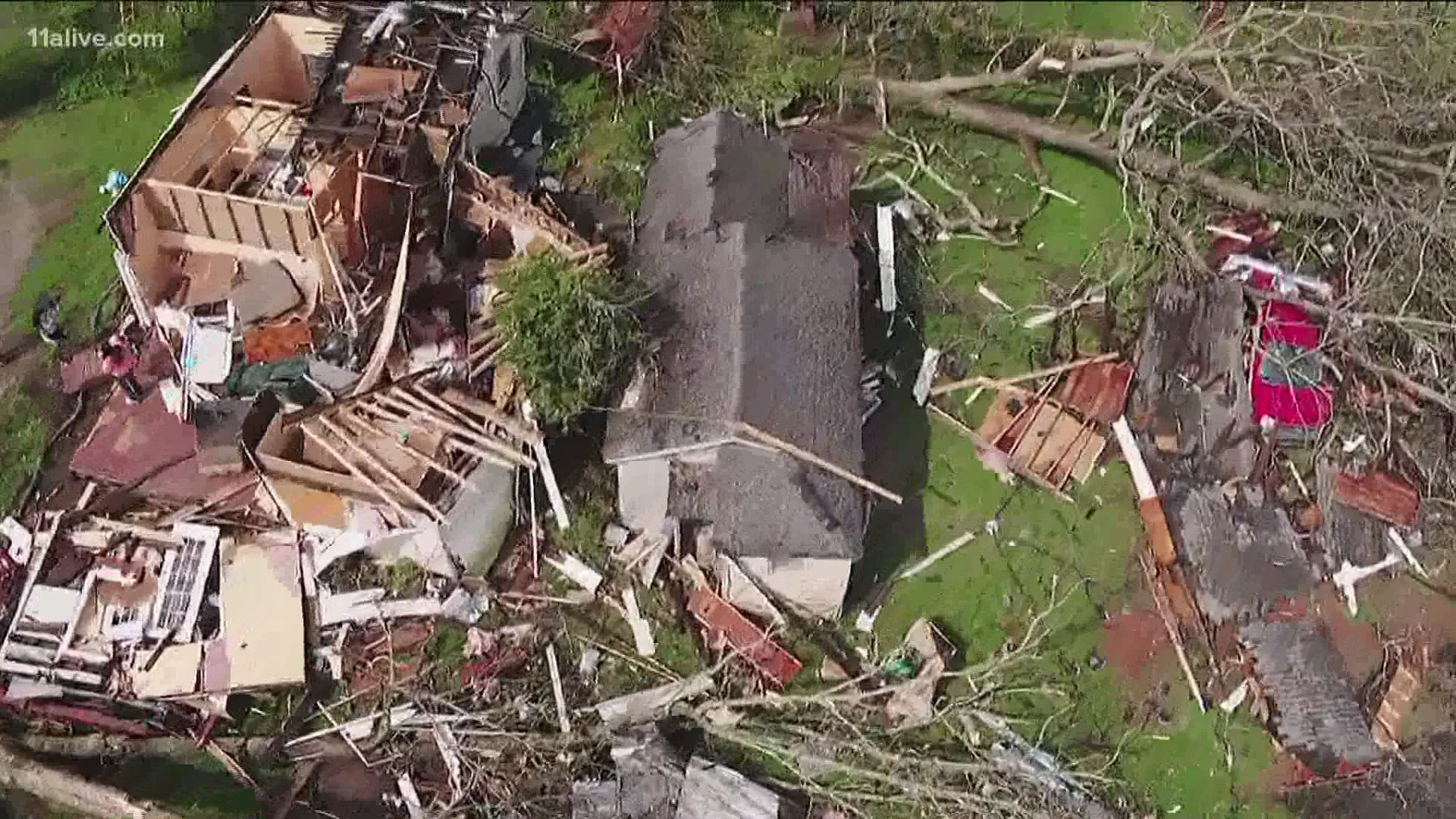 Drone video shows Newnan damage following tornado