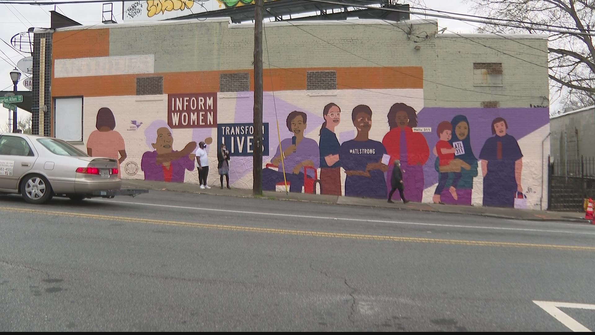 Atlanta Mayor Andre Dickens spoke at the mural's unveiling.