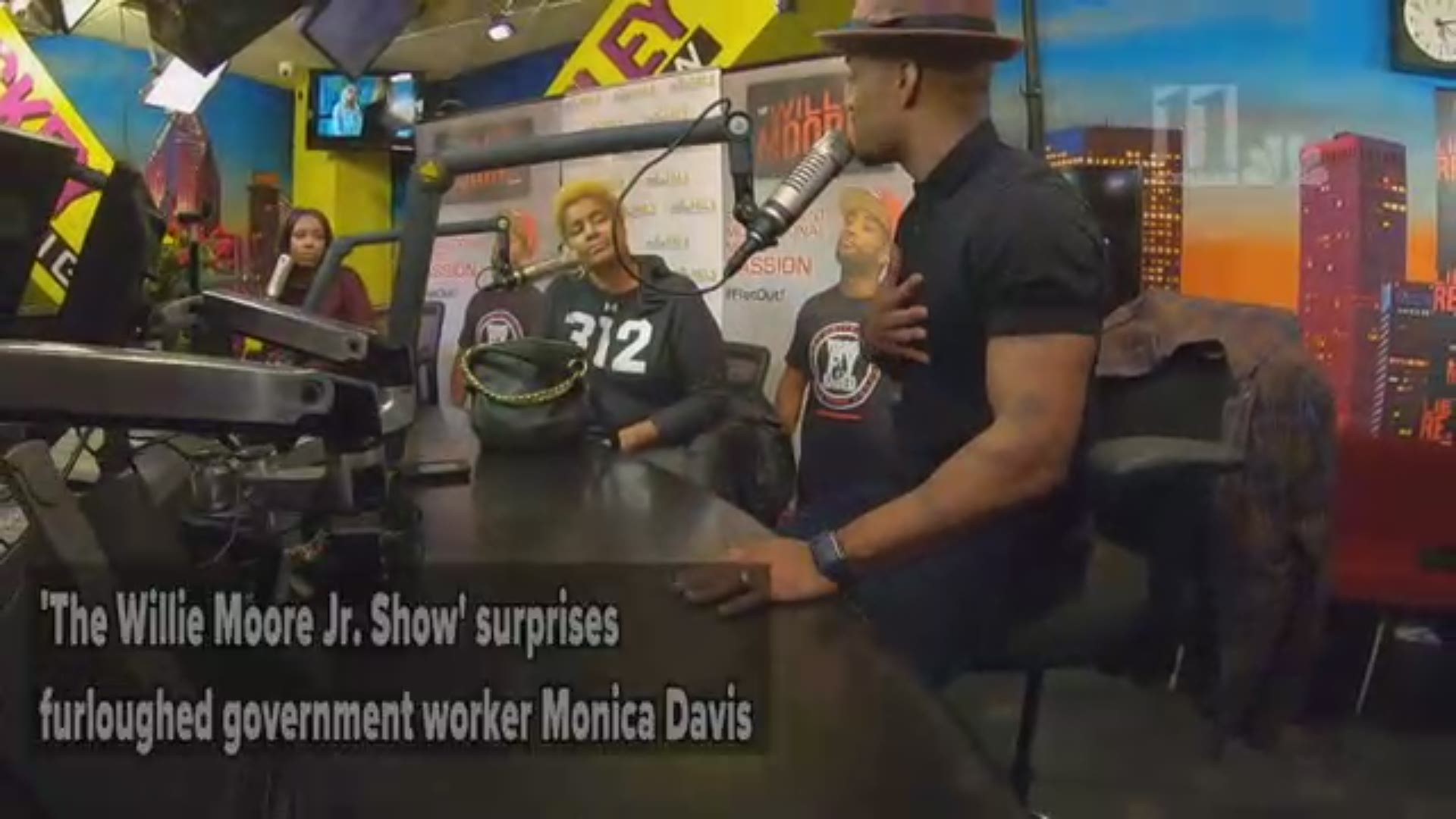 The Willie Moore Jr. Show surprises Monica Davis with a check.