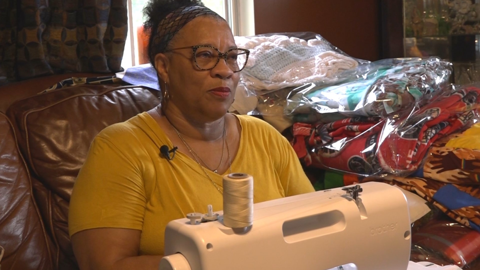 This is what brought her to buy a sewing machine for her living room in East Point and to sign up for a zoom class to learn during the pandemic.