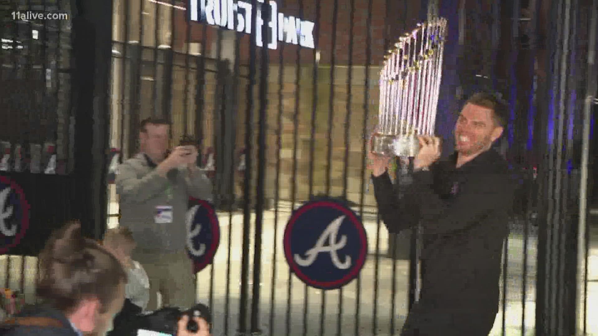 The Braves came back to Atlanta on Wednesday after winning the World Series against the Houston Astros.