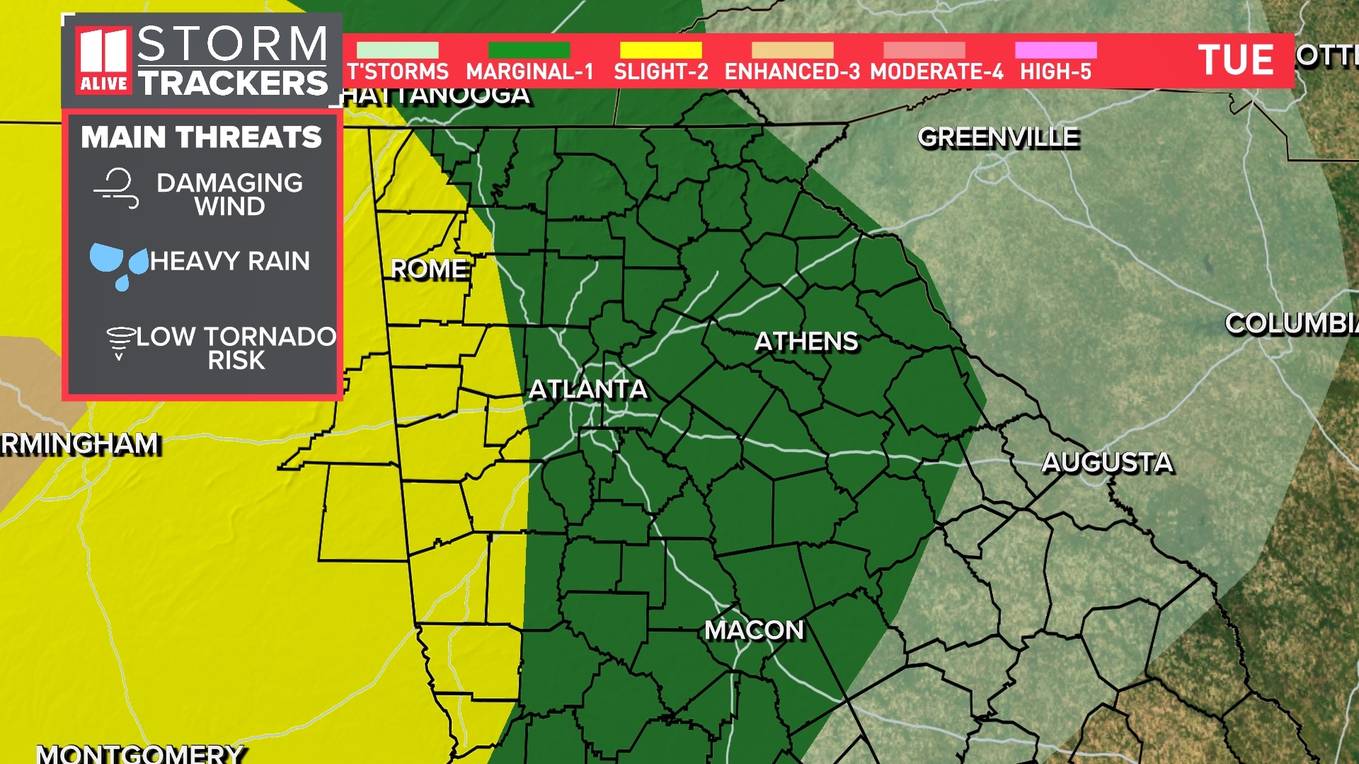 Georgia Weather Metro Atlanta Thunderstorm Timeline Tonight | 11alive.com