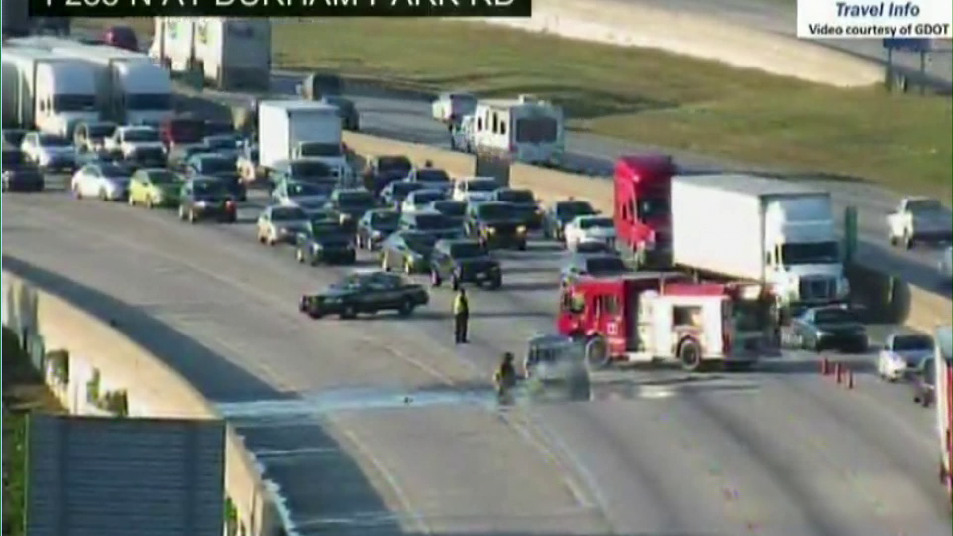 Car fire on I-285 blocks traffic in DeKalb County | 11alive.com