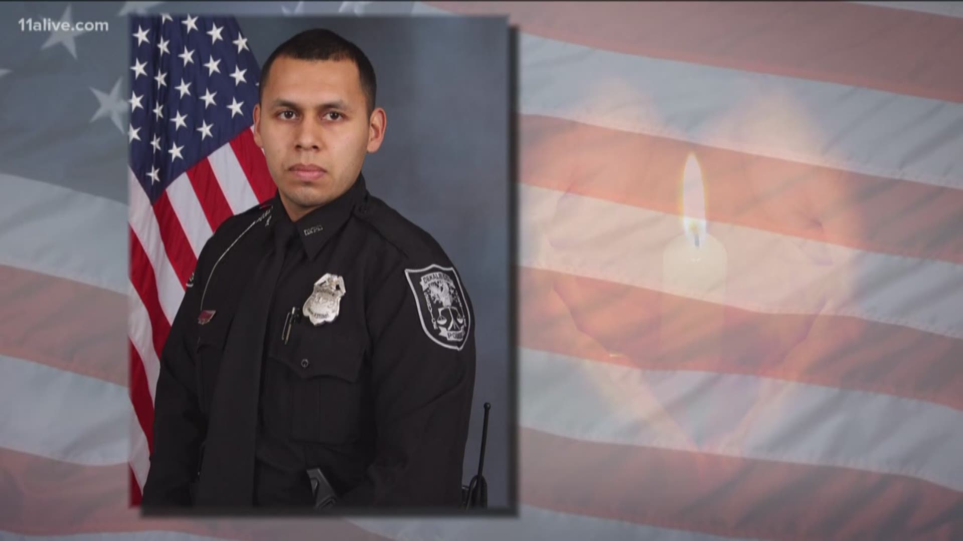 Family and friends of fallen DeKalb County Police officer Edgar Flores said their final goodbyes today in a service held in Flowery Branch.