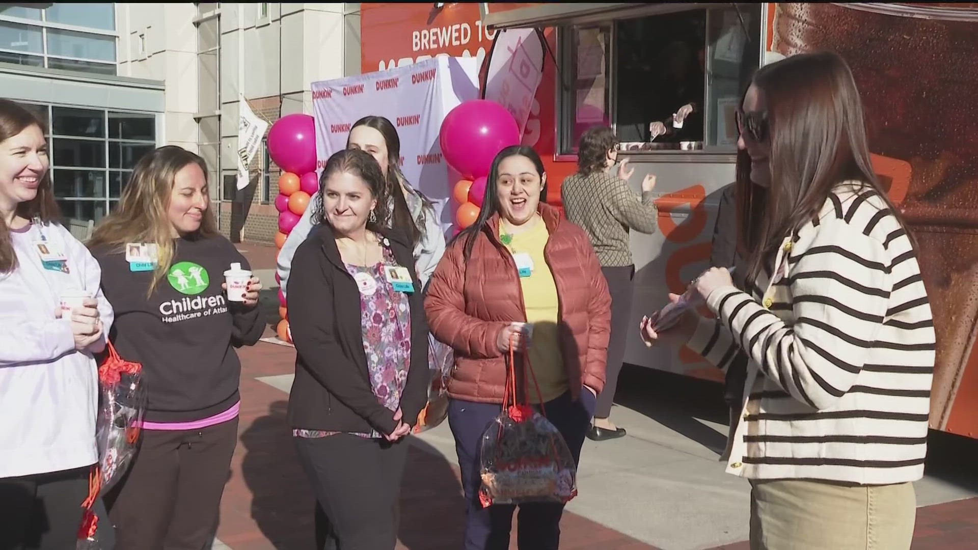 The specialists were surprised with some coffee and doughnuts from their mobile sampler truck.