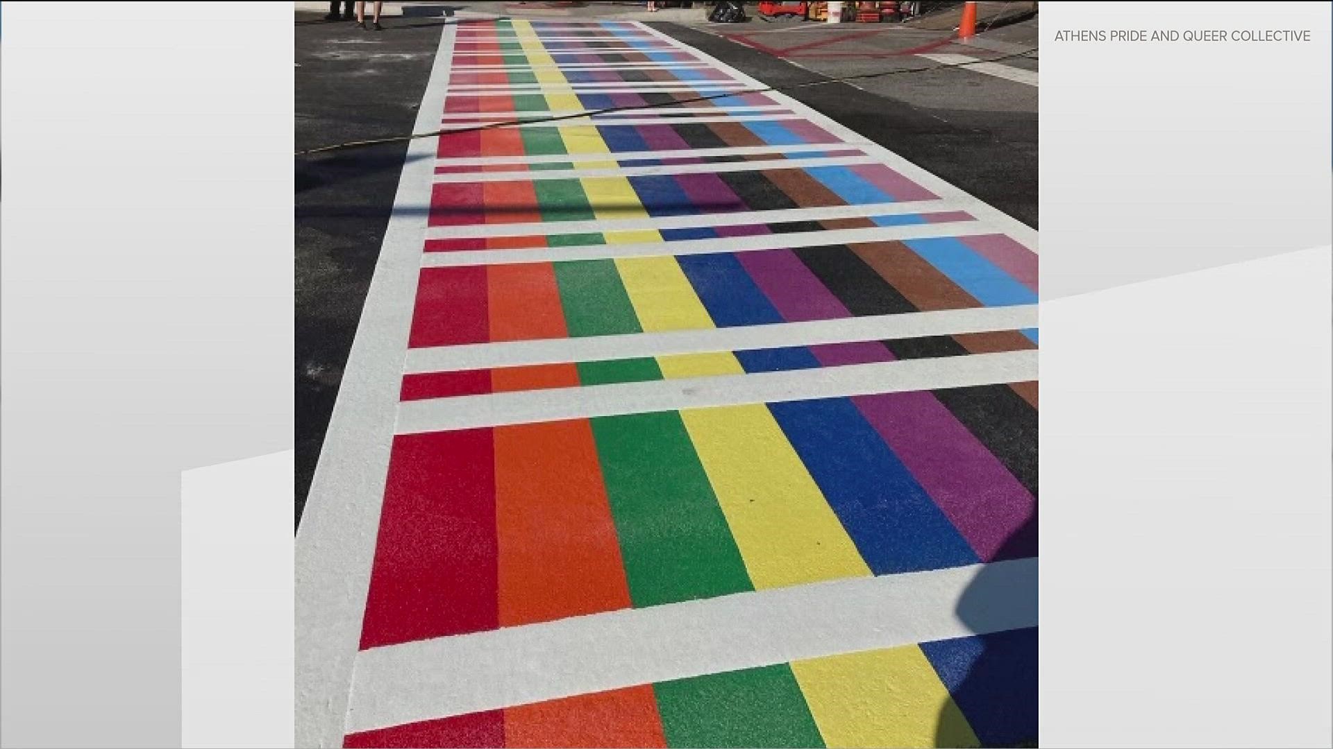 The crosswalk is at Clayton Avenue and Clayton Street at College Square.