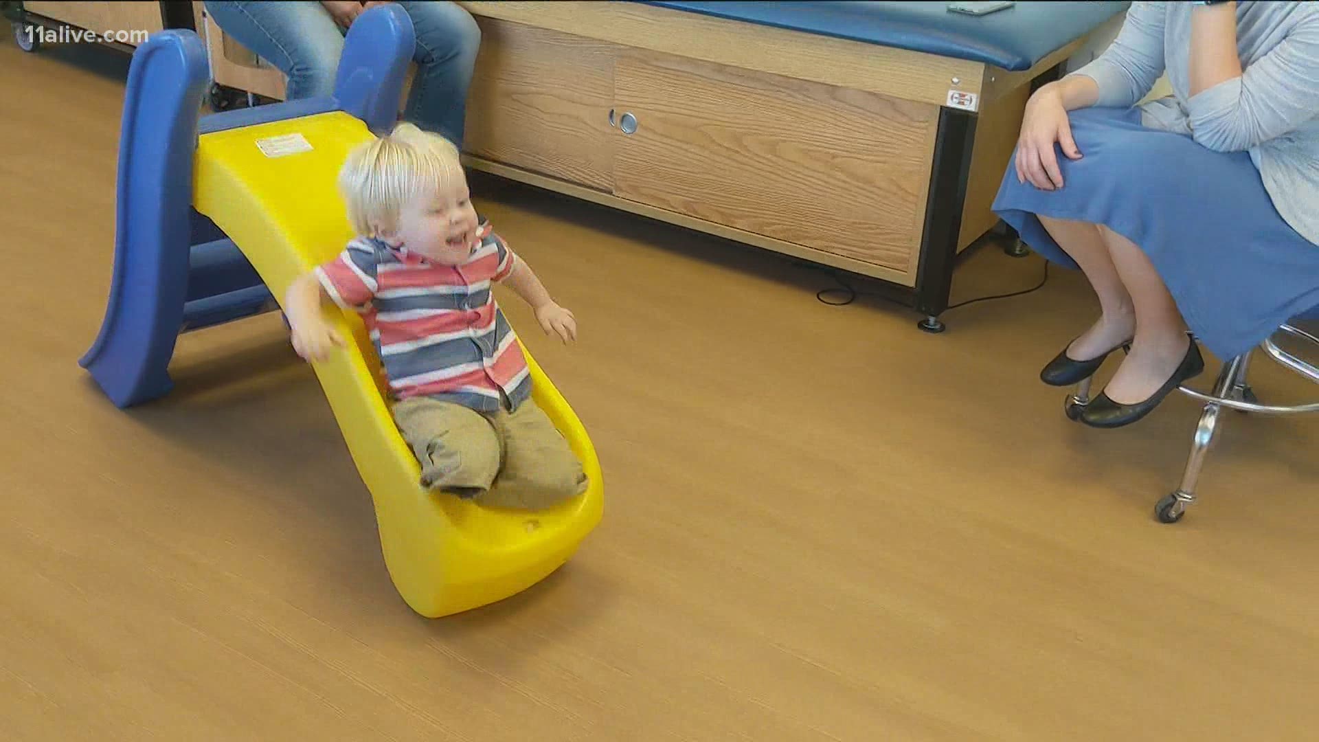 Now that Milo is 2, he was just fitted for his new prosthetic legs, which will help him run around and jump and play.