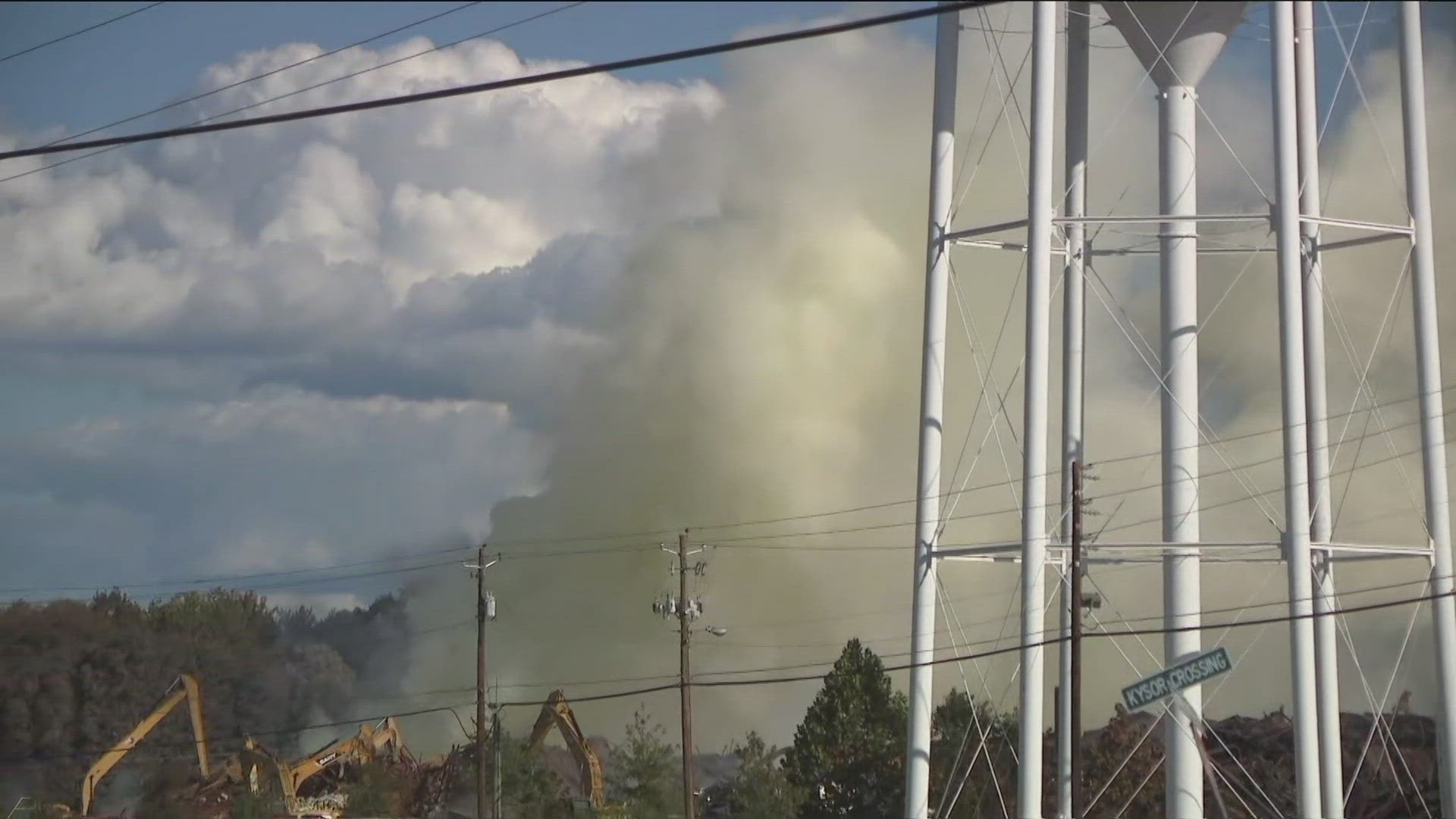 A chemical cloud continues to loom over Conyers following a fire at a BioLab facility on Sunday.