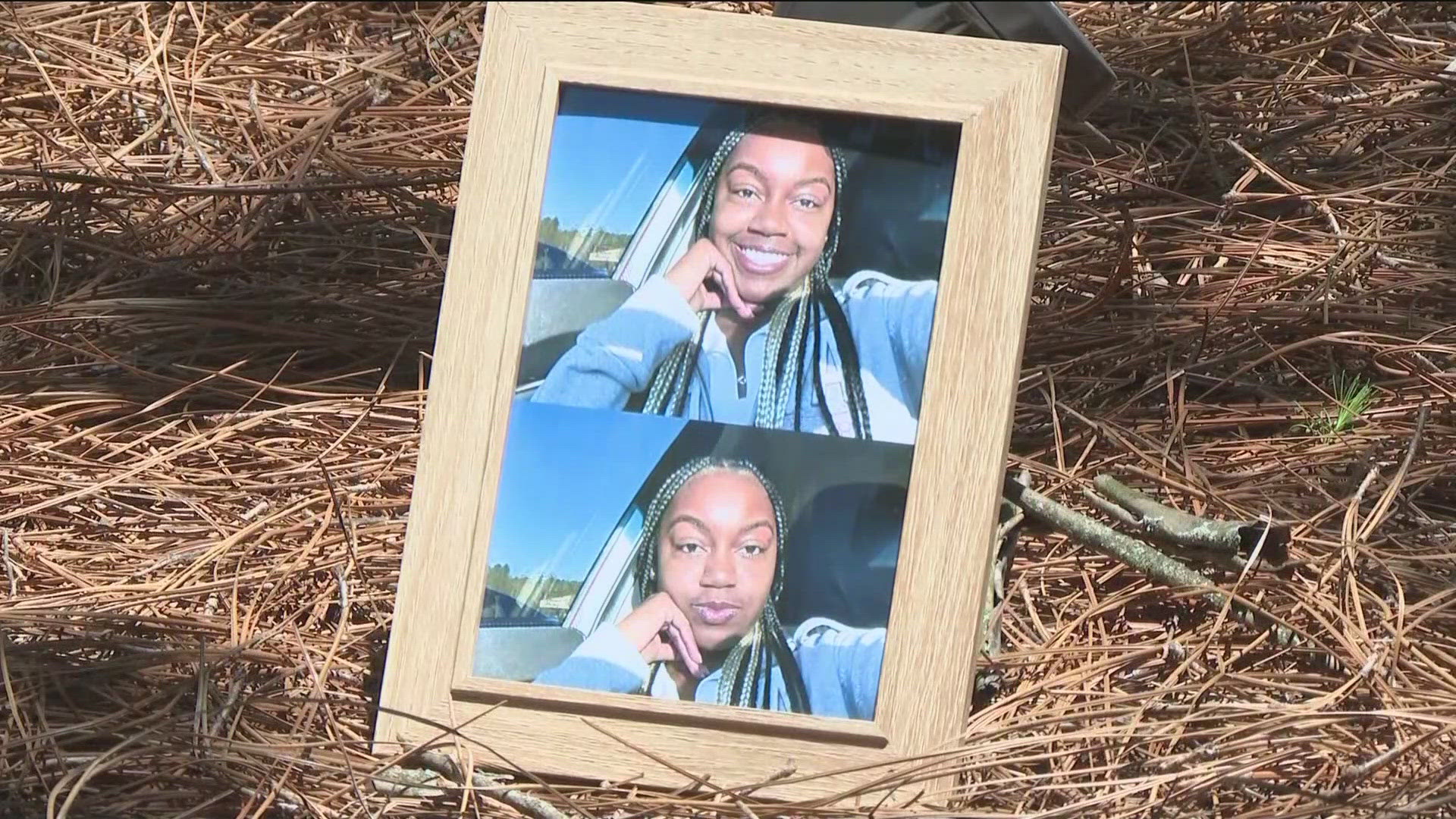 Balloons and pictures of Alasia Franklin make up a small memorial not far from where the 21-year-old KSU student died.