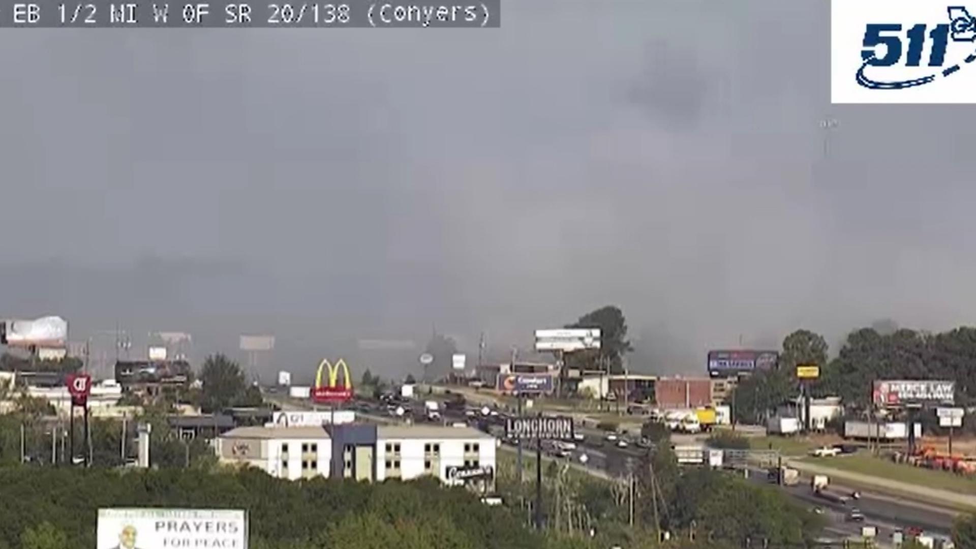 A chemical cloud continues to loom over Conyers following a fire at a BioLab facility on Sunday. 

