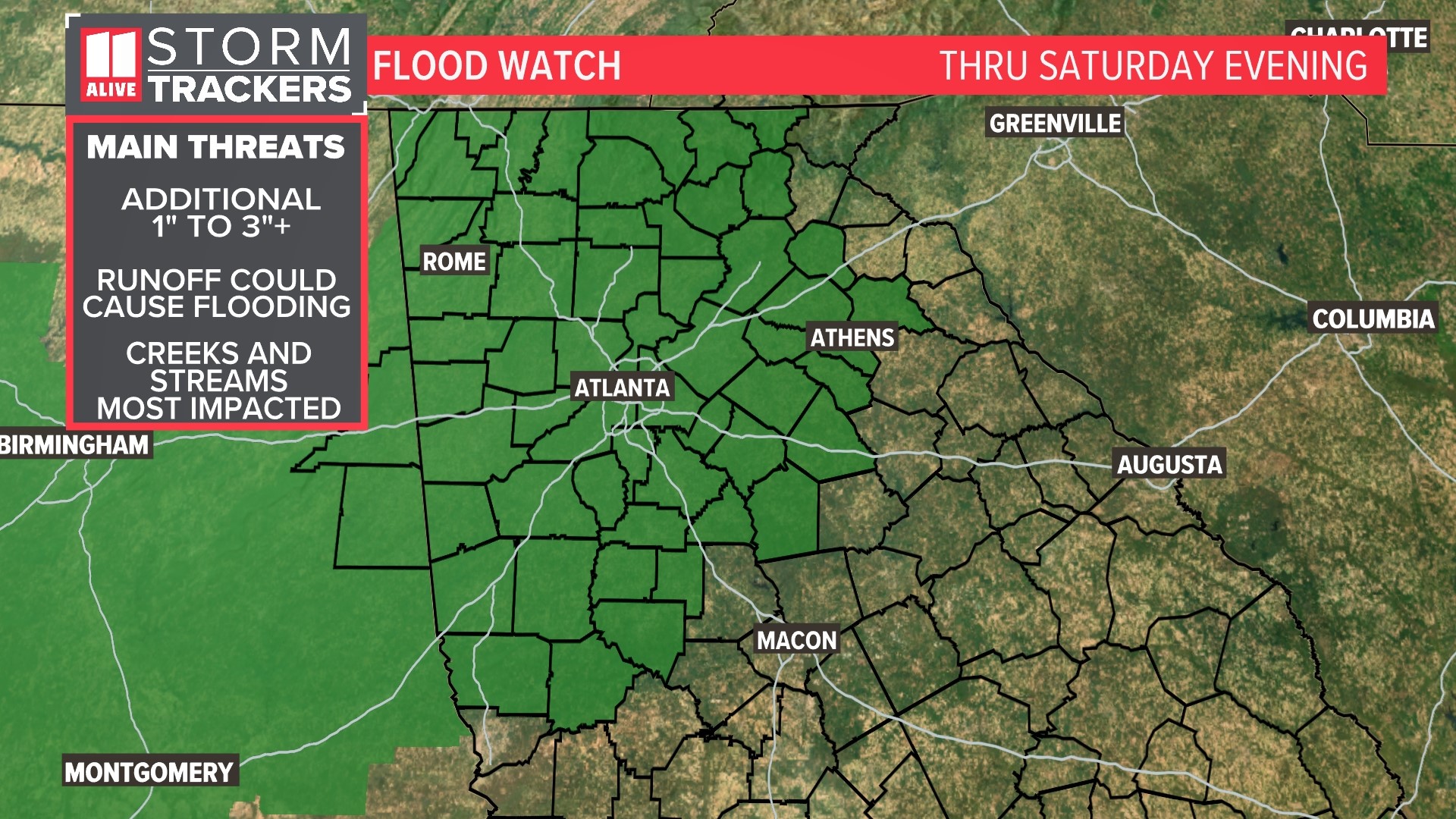 Flood Watch metro Atlanta Conditions to expect