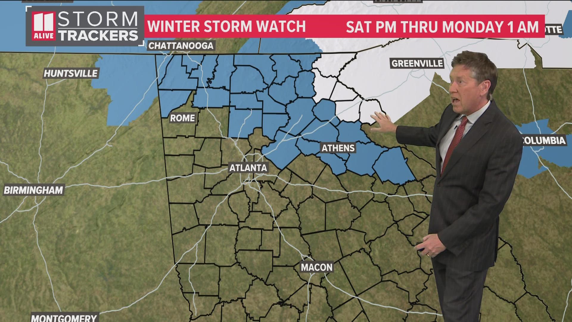 Several counties are also under a Winter Storm Warning.