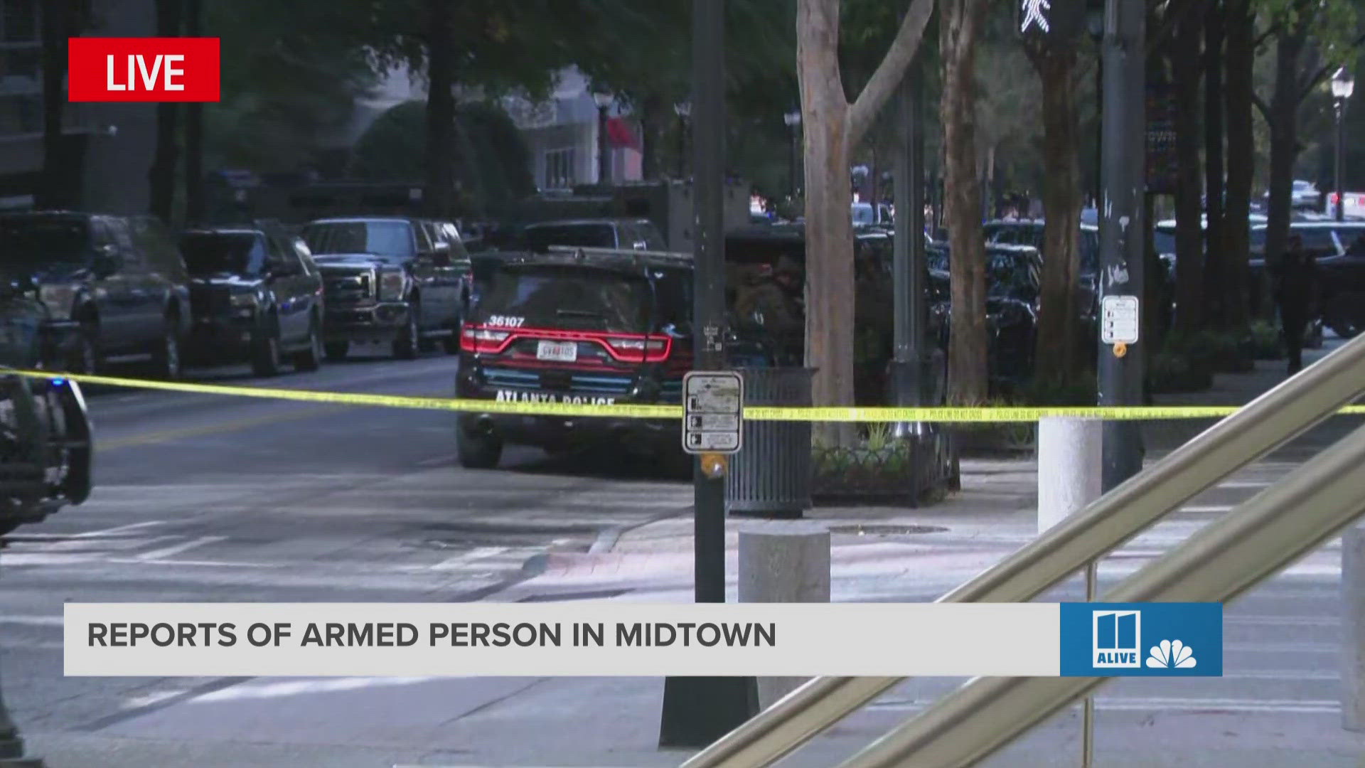 Shots have been fired near the busy Four Seasons Hotel in Midtown Atlanta as police investigate a call for a barricaded gunman on Tuesday afternoon.