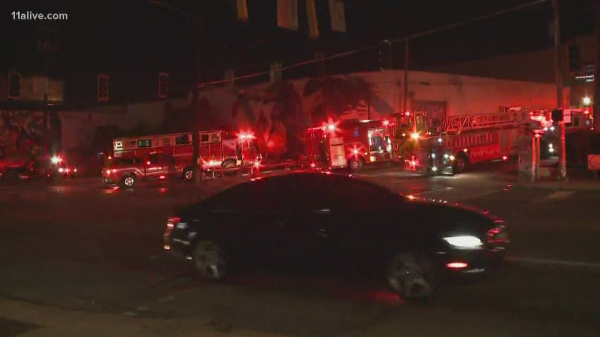 Crews responded around 9:30 p.m. to 716 Ponce de Leon Ave NE to fight the flames at the business.