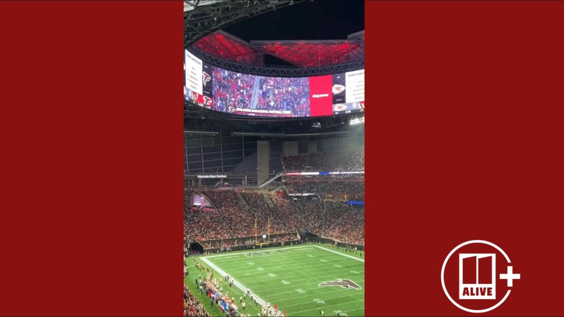 The Apalachee High School football team was honored during the first quarter of the game as the Atlanta Falcons played against the Kansas City Chiefs