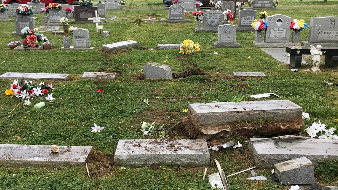 Graves wrecked at Dalton's West Hill Cemetery by alleged drunk driver