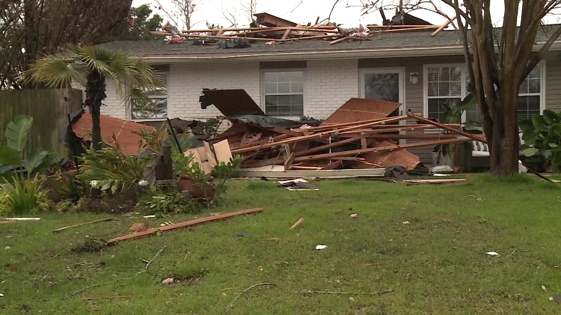 Raw video of weather damage Tuesday morning in Panama City, Florida (WJHG via NBC)