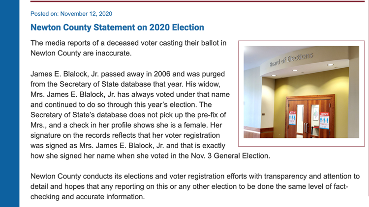 Mrs. James Blalock, Linda Kesler voted legally, aren't dead | 11alive.com