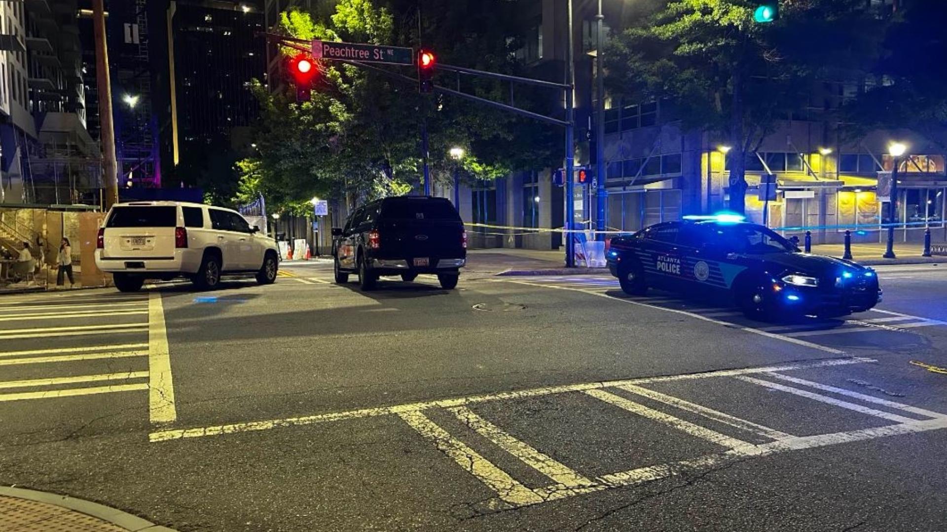 A man is in custody after he was shot by an Atlanta Police officer who was responding to a domestic dispute in Midtown on Saturday night.