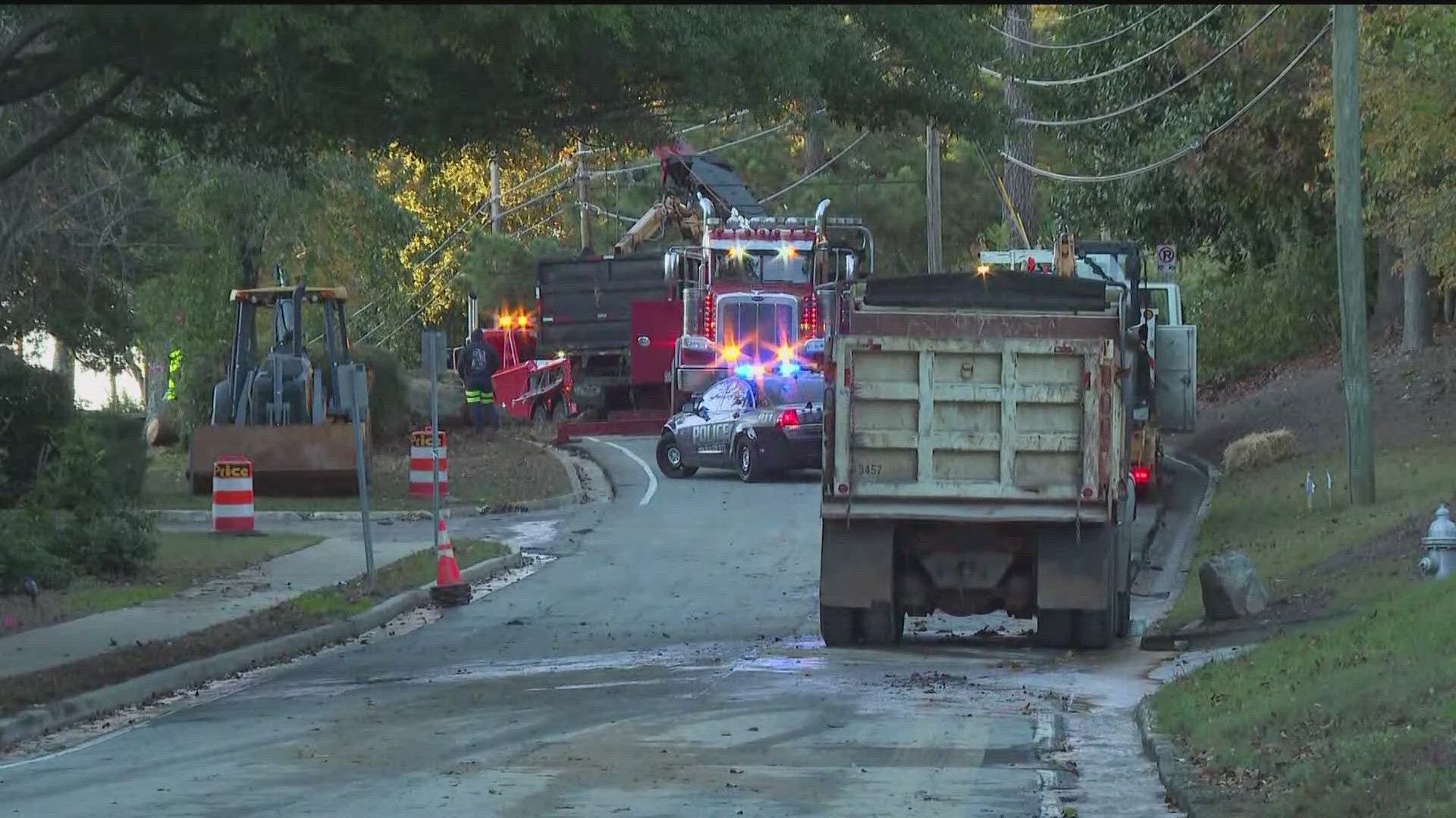 A portion of Cliff Valley Way is closed and some people who live nearby have low, or no water pressure.