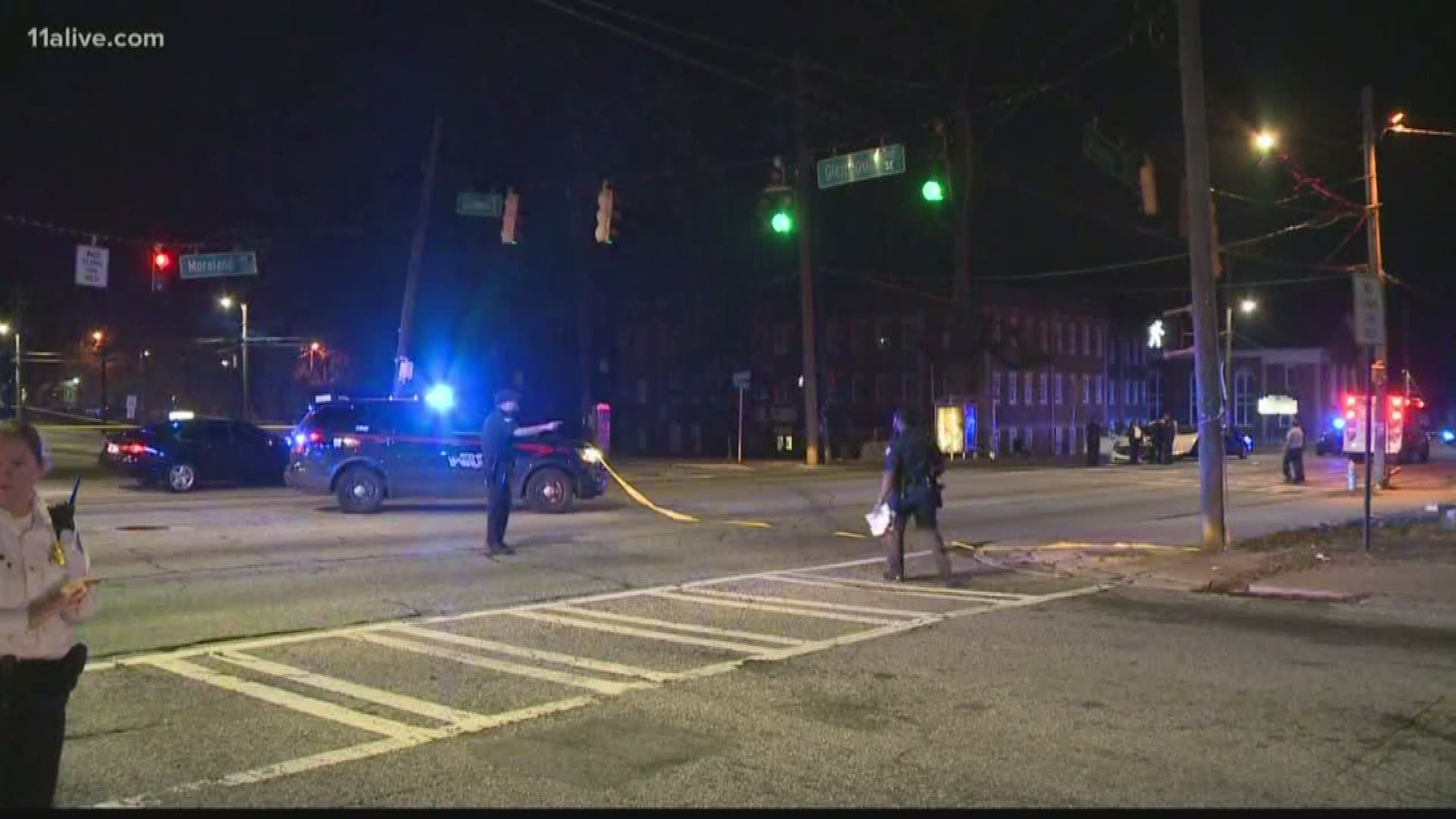 Police said a man was shot in the face during a drive-by incident in the East Atlanta Village neighborhood, causing a chain reaction wreck early Saturday.
