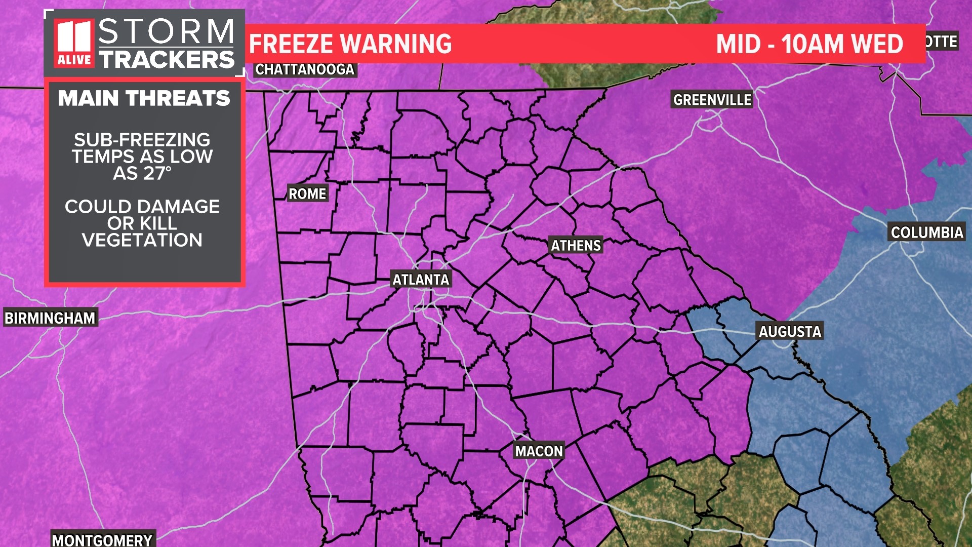 Atlanta, north weather Record cold air in November