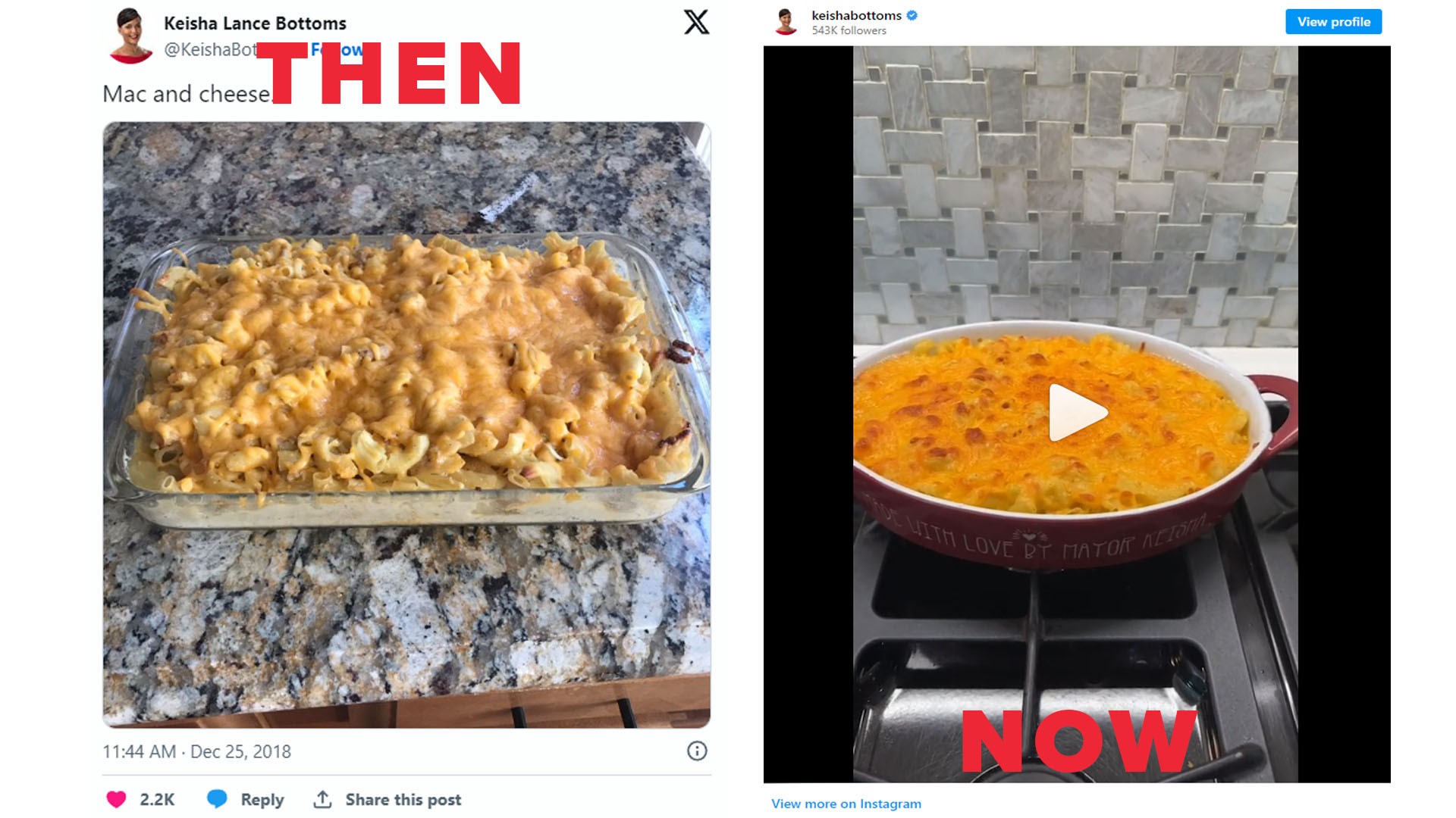 For Christmas 2018, former Atlanta mayor Keisha Lance Bottoms made an attempt at the famous holiday dish herself. She posted a "family-approved" attempt this year.