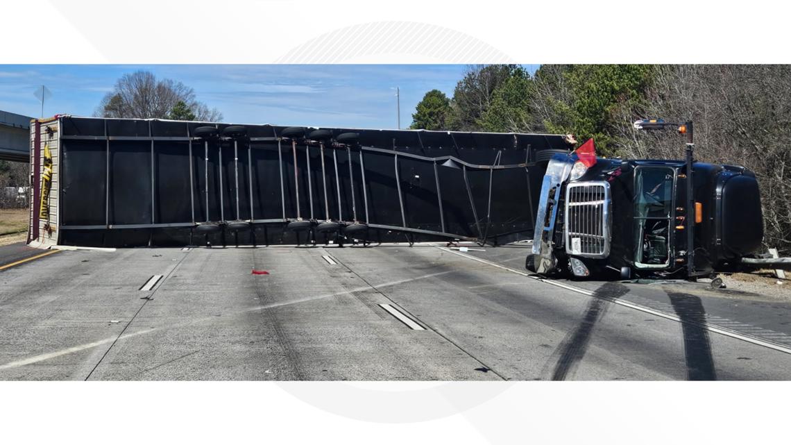 I 75 North crash Cobb County traffic all overturned tractor trailer ...