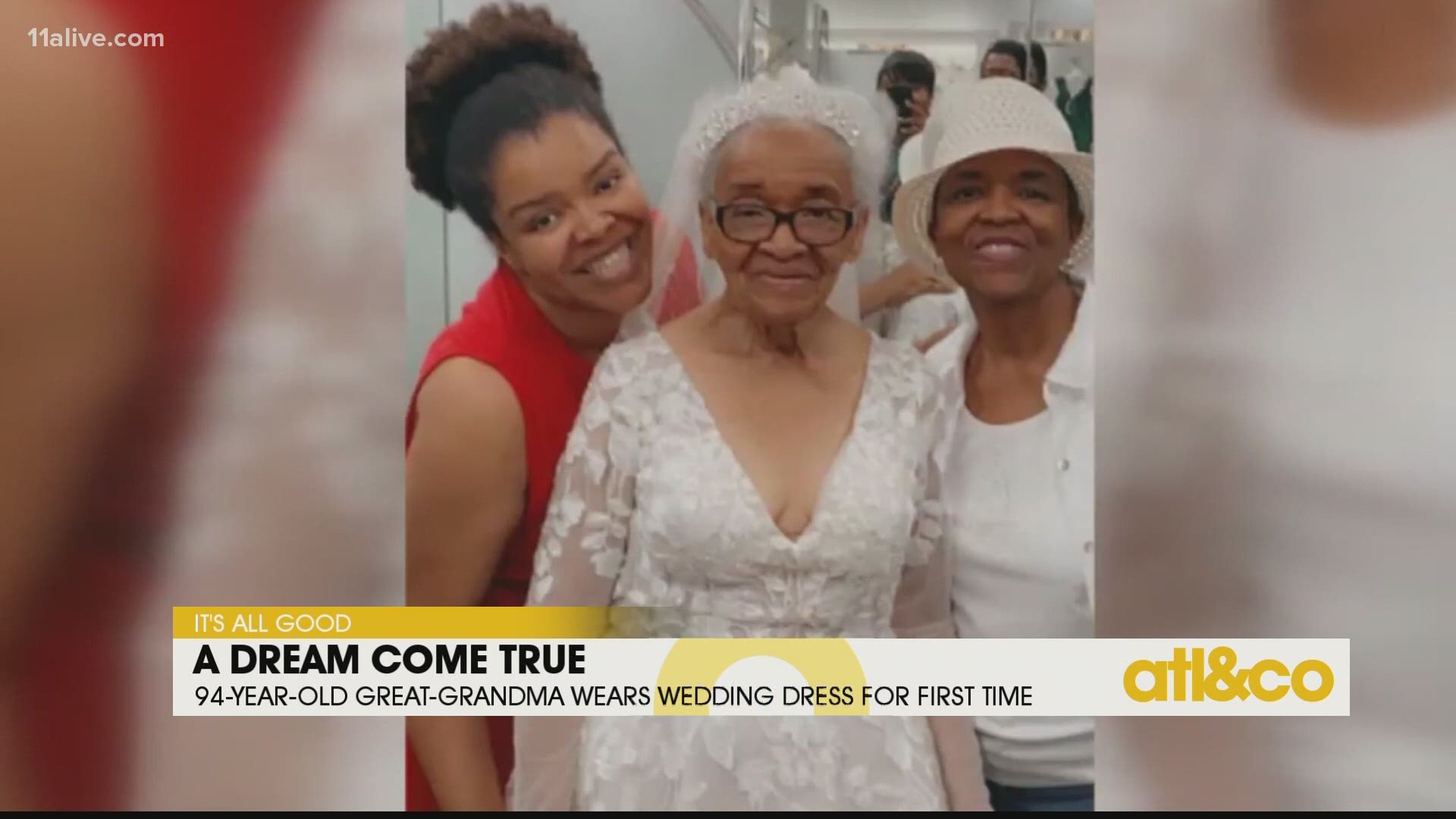 This beloved 94-year-old great-grandma got to finally try on a wedding dress nearly 70 years after her wedding ceremony.