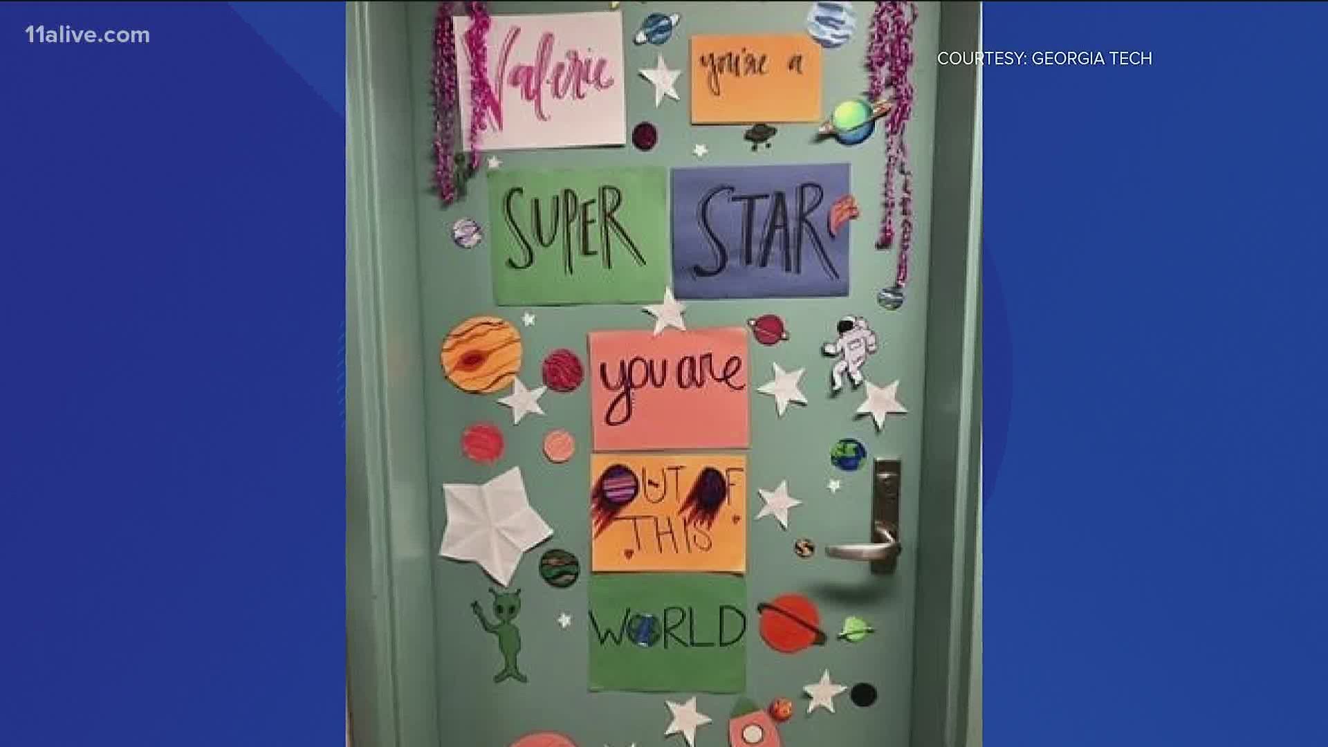 Kudos to Valerie! Students decorated her door and called her a superhero!