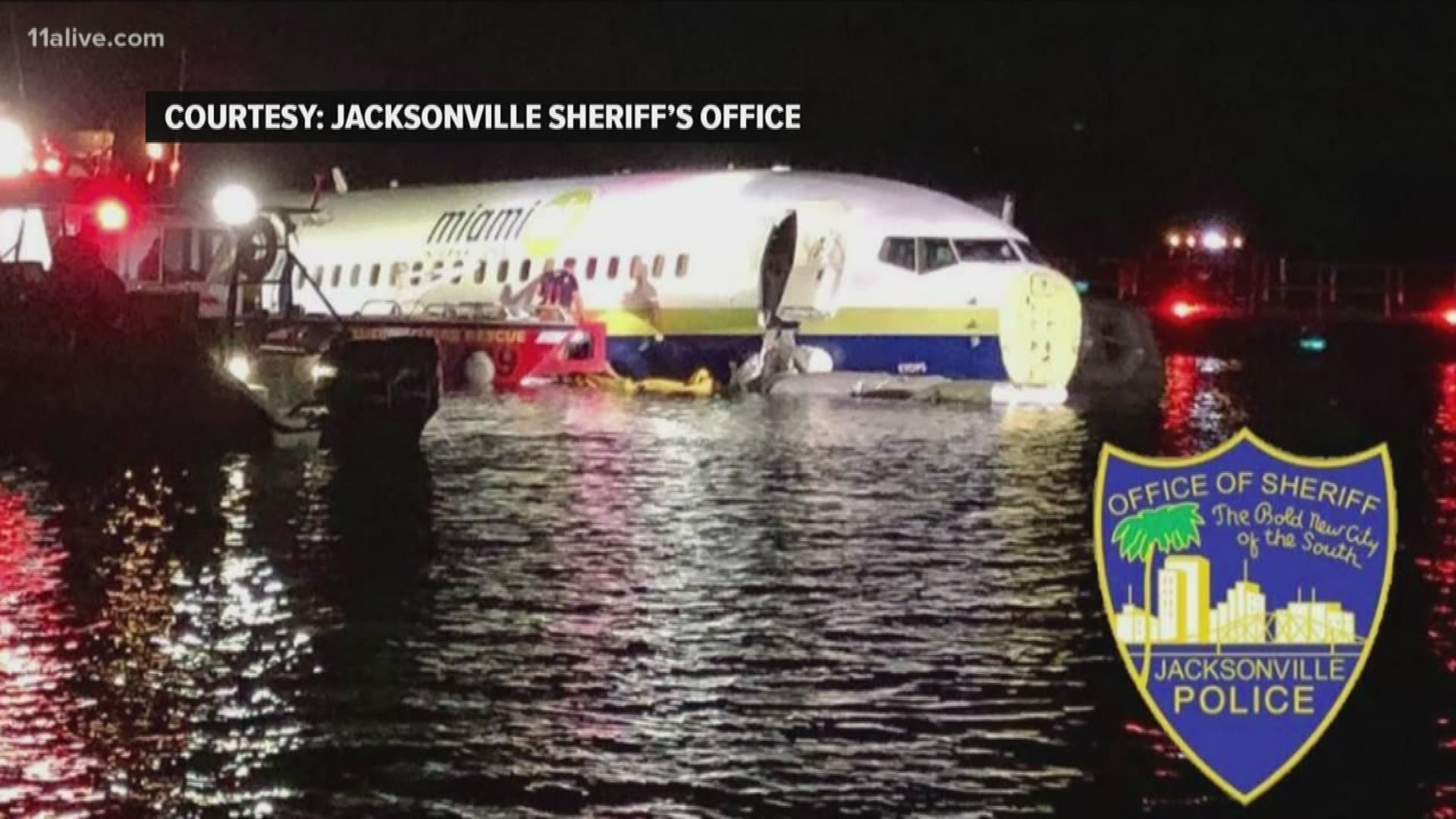 An aircraft with 137 passengers and seven crew members went off the runway and into the St. Johns River near the NAS Jax airport Friday night.