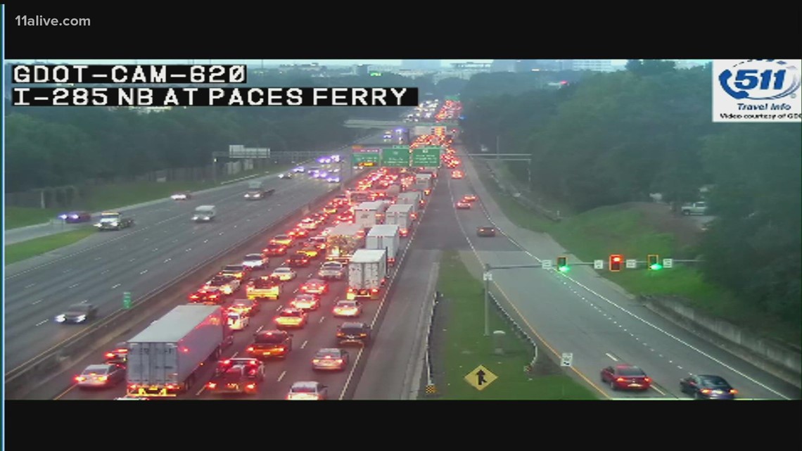 Atlanta Traffic I 285 North At Cobb Pkwy Lanes Blocked | 11alive.com